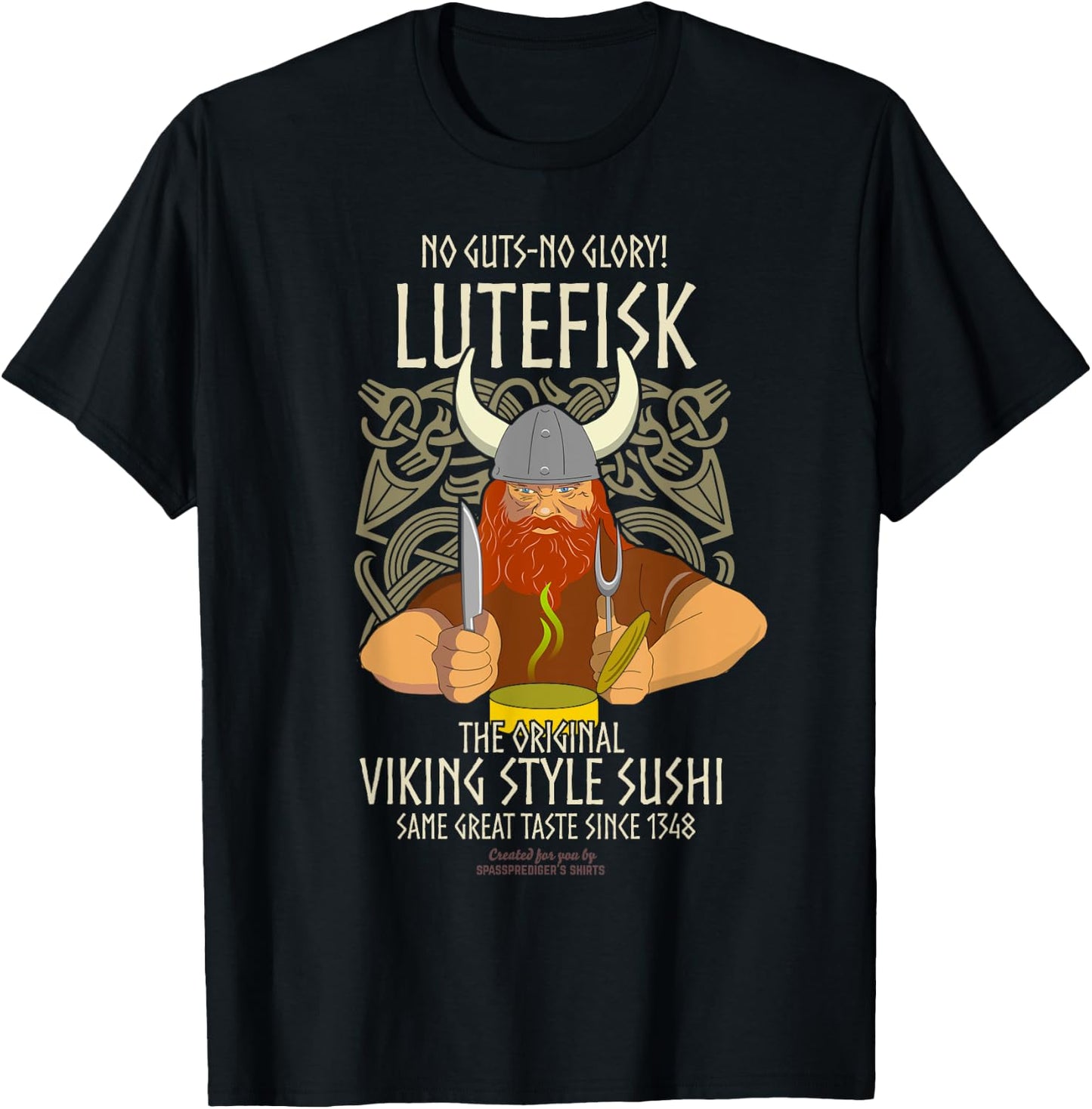 Lutefisk Christmas Fish Original Viking Sushi Funny Lutefisk T-Shirt - T-Shirt | Black