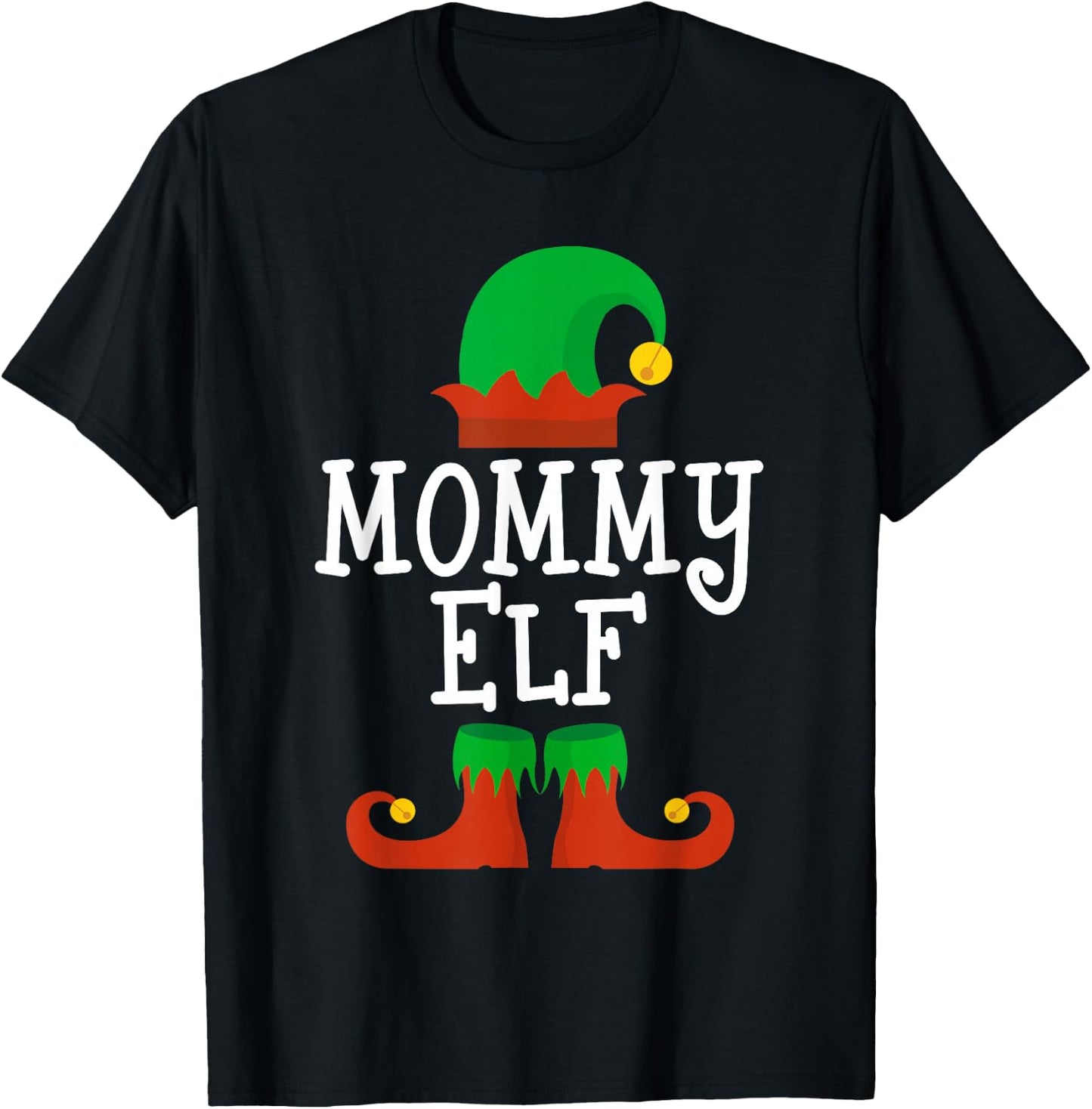 Family I'm The Mommy Elf Christmas Matching Pajama Funny T-Shirt - T-Shirt | Black