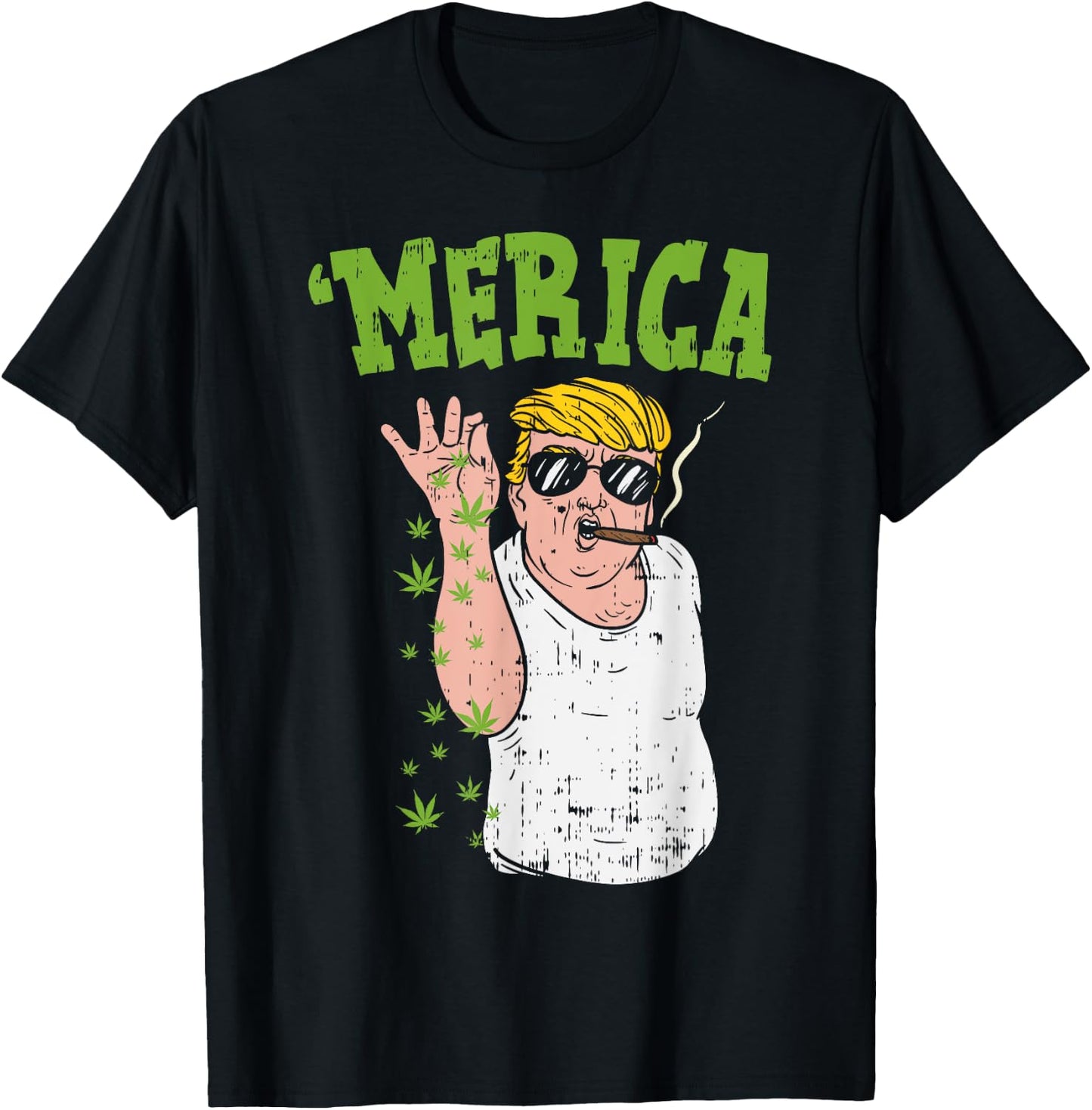 Merica Trump Bae Smoking Weed Cannabis Funny 420 Stoner Gift T-Shirt - T-Shirt | Black