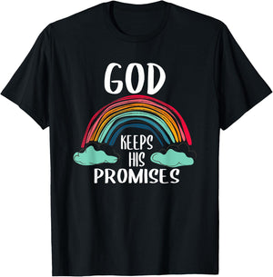 God Keeps His Promises Rainbow Lovely Christian Christianity T-Shirt - T-Shirt | Black