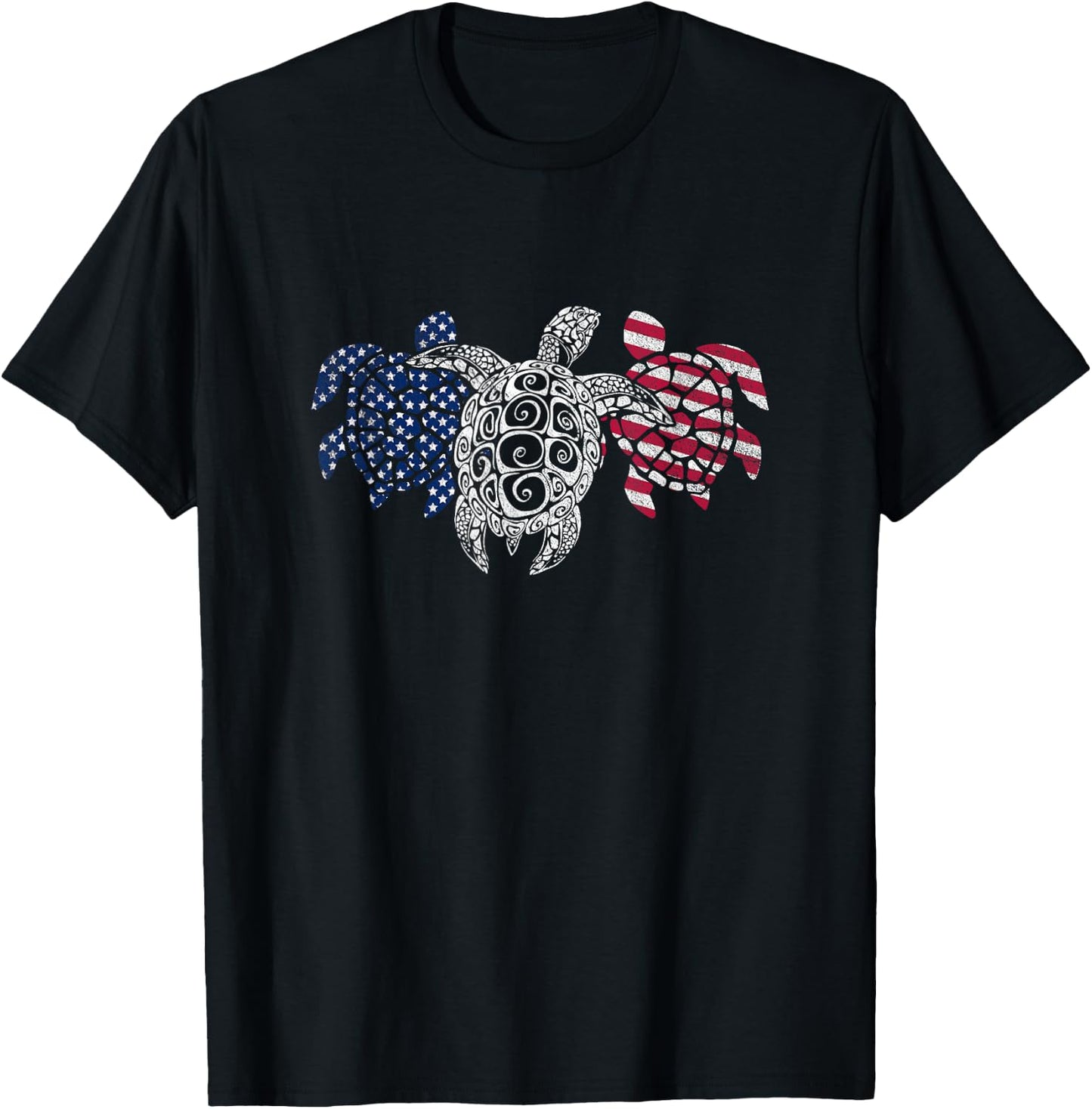 Turtle 4th of July American USA Flag Patriot Turtle Novelty Men T-Shirt - T-Shirt | Black