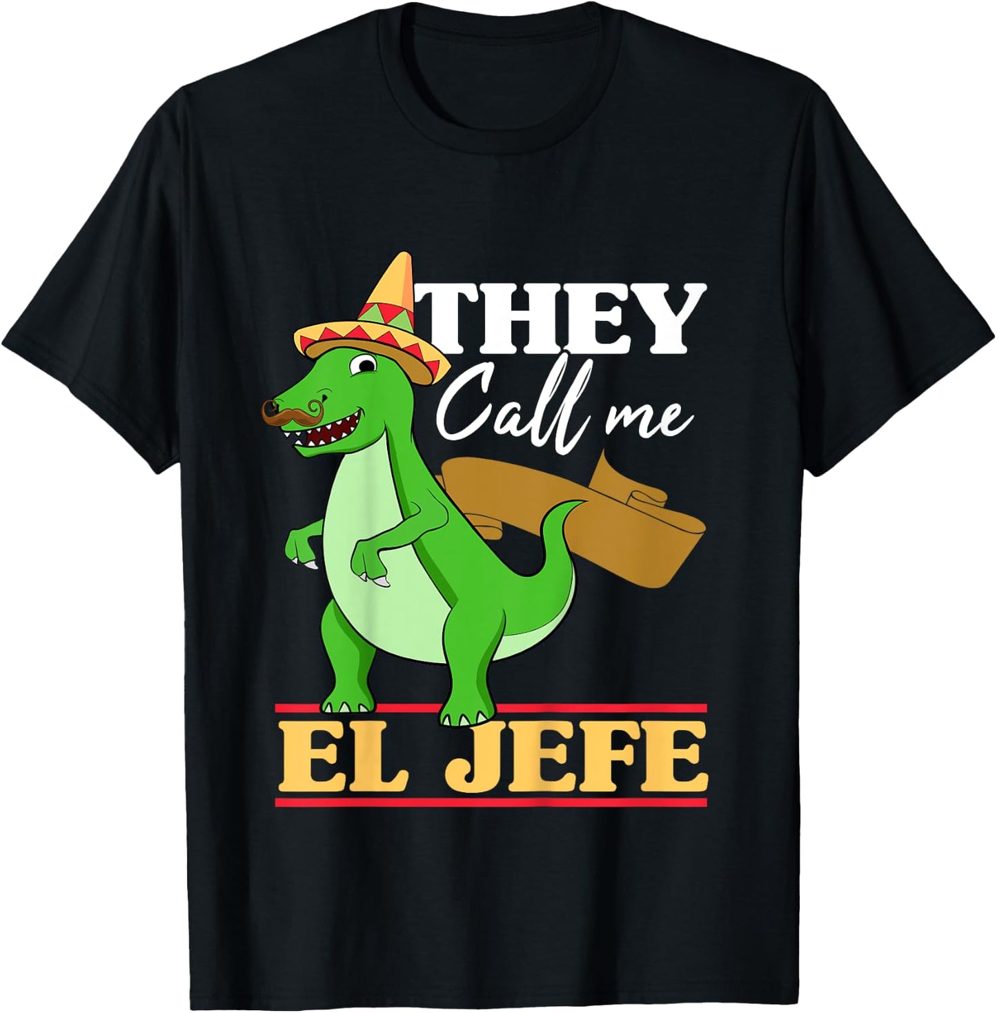 Kids They Call Me El Jefe Cinco De Mayo Dinosaurio Toddler Boy T-Shirt - T-Shirt | Black