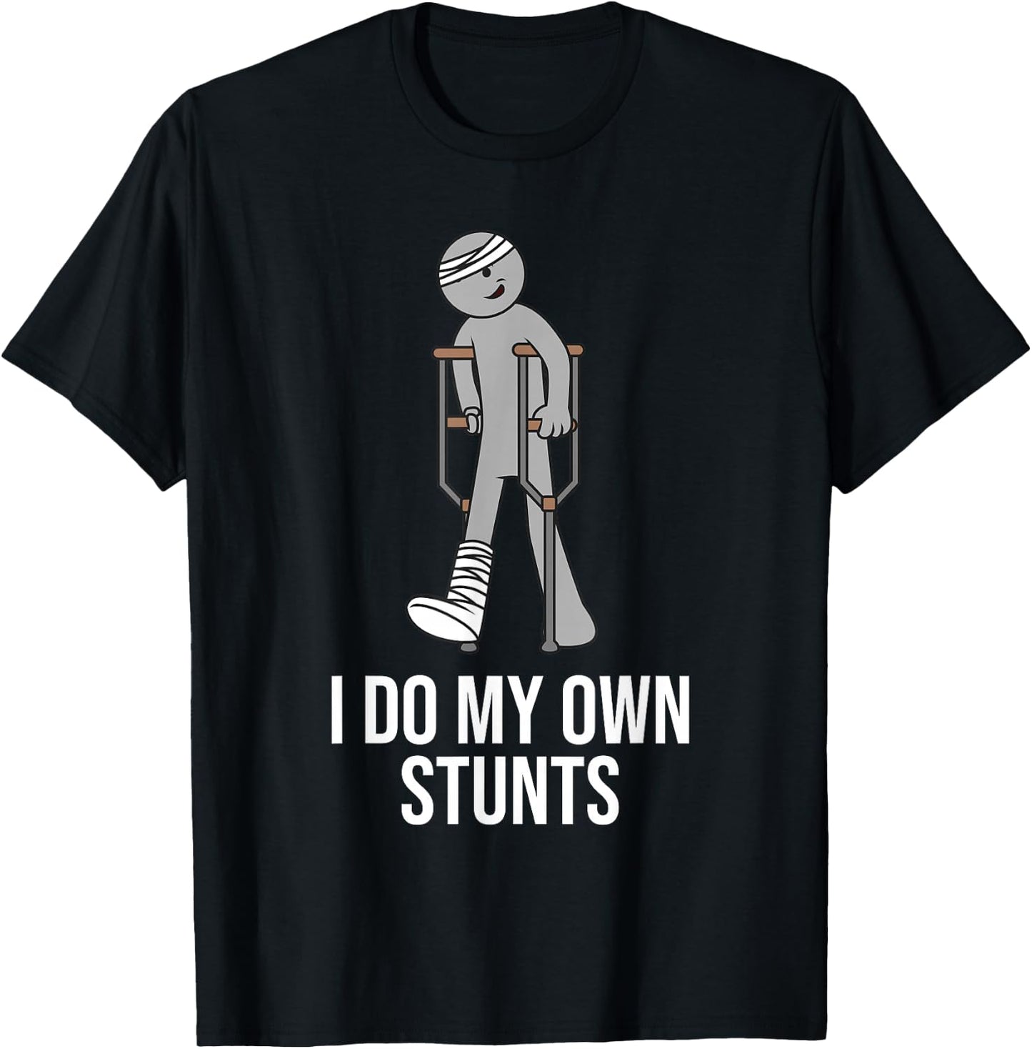 Funny I Do My Own Stunts | Cute Get Well Broken Leg Gift Kid T-Shirt - T-Shirt | Black