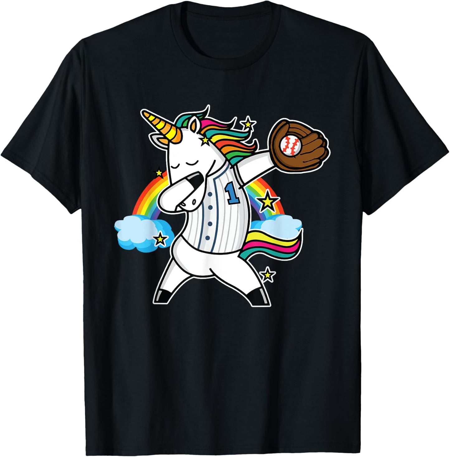 Unicorn Baseball Rainbow Baseball Lover I Unicorn Baseball T-Shirt - T-Shirt | Black