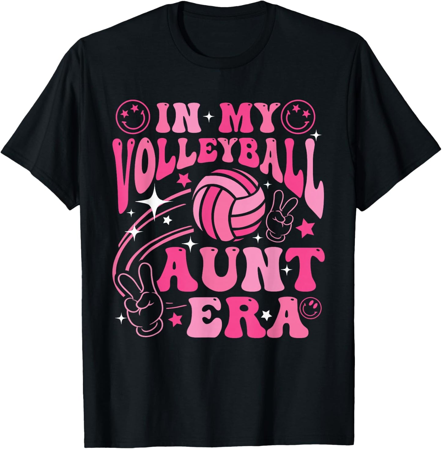 Groovy In My Volleyball Aunt Era Retro for Aunt Women T-Shirt - T-Shirt | Black