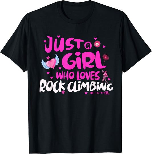 Just a Girl Who Loves Rock Climbing T-Shirt - T-Shirt | Black