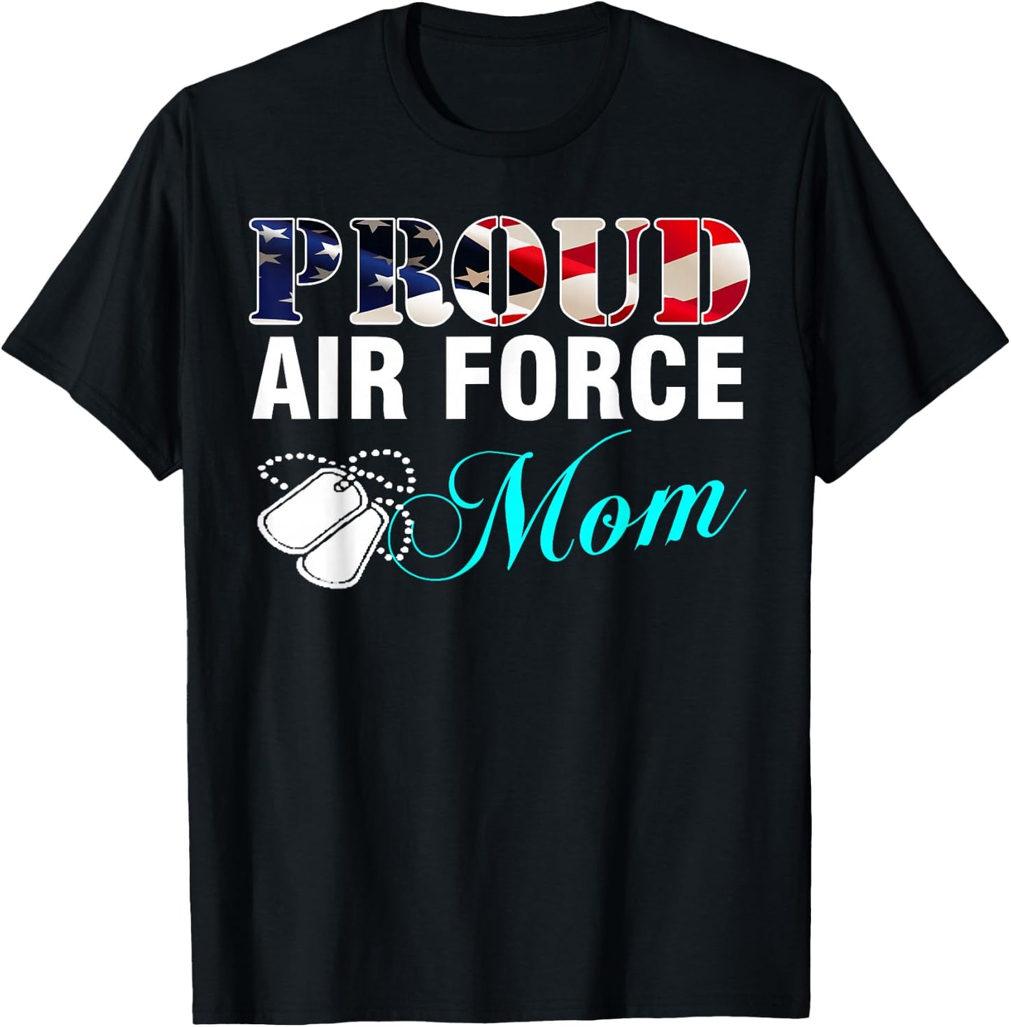 Vintage Proud Air Force Mom With American Flag Gift T-Shirt - T-Shirt | Black