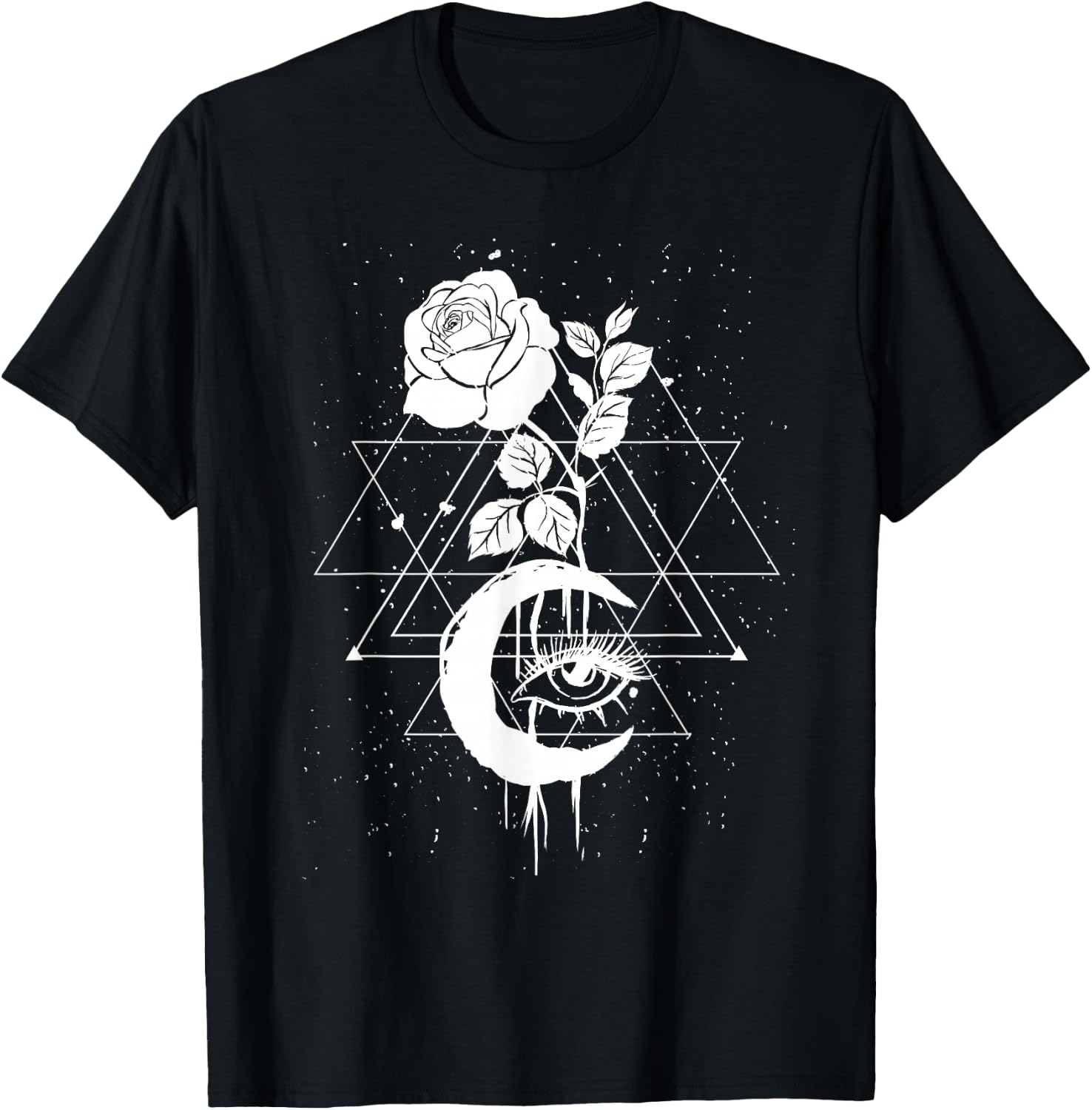 Occult Moon Rose Occultism Witchcraft Moon Rose Goth T-Shirt - T-Shirt | Black