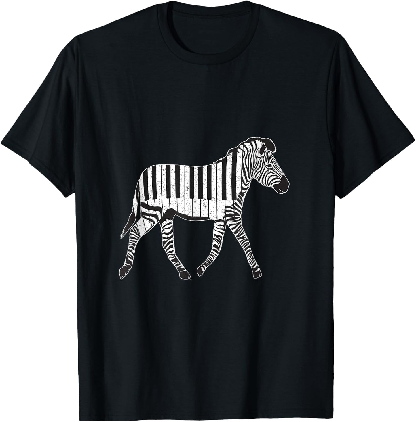 Zebra Horse Piano Sheet Music Keyboard Piano Music Gift T-Shirt - T-Shirt | Black