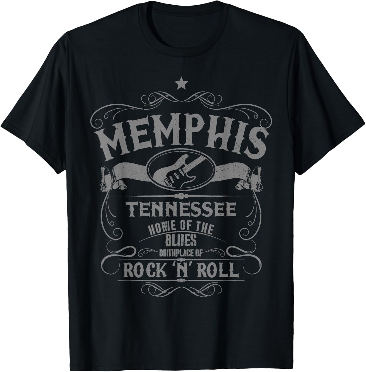 Memphis Tennessee Blues Country Music USA Vintage Souvenir T-Shirt - T-Shirt | Black