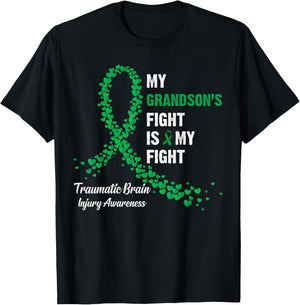 Grandson's Fight My Fight Traumatic Brain Injury Awareness T-Shirt - T-Shirt | Black