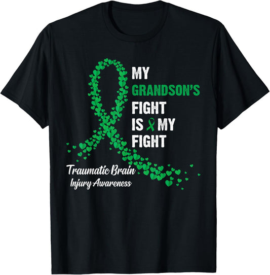 Grandson's Fight My Fight Traumatic Brain Injury Awareness T-Shirt - T-Shirt | Black
