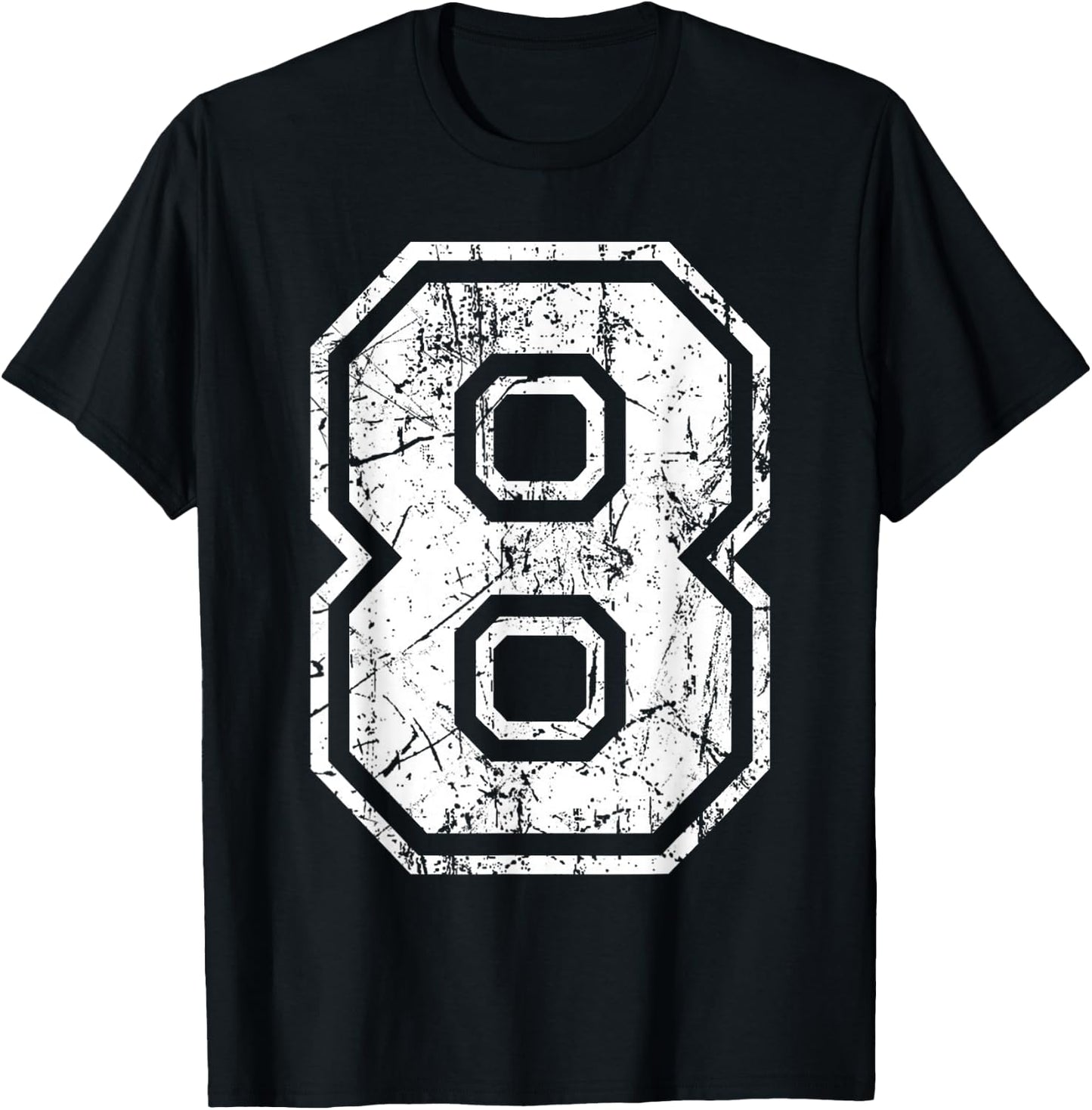 Sports Jersey Grunge Number 8 Fan Team Player Birthday Gift T-Shirt - T-Shirt | Black