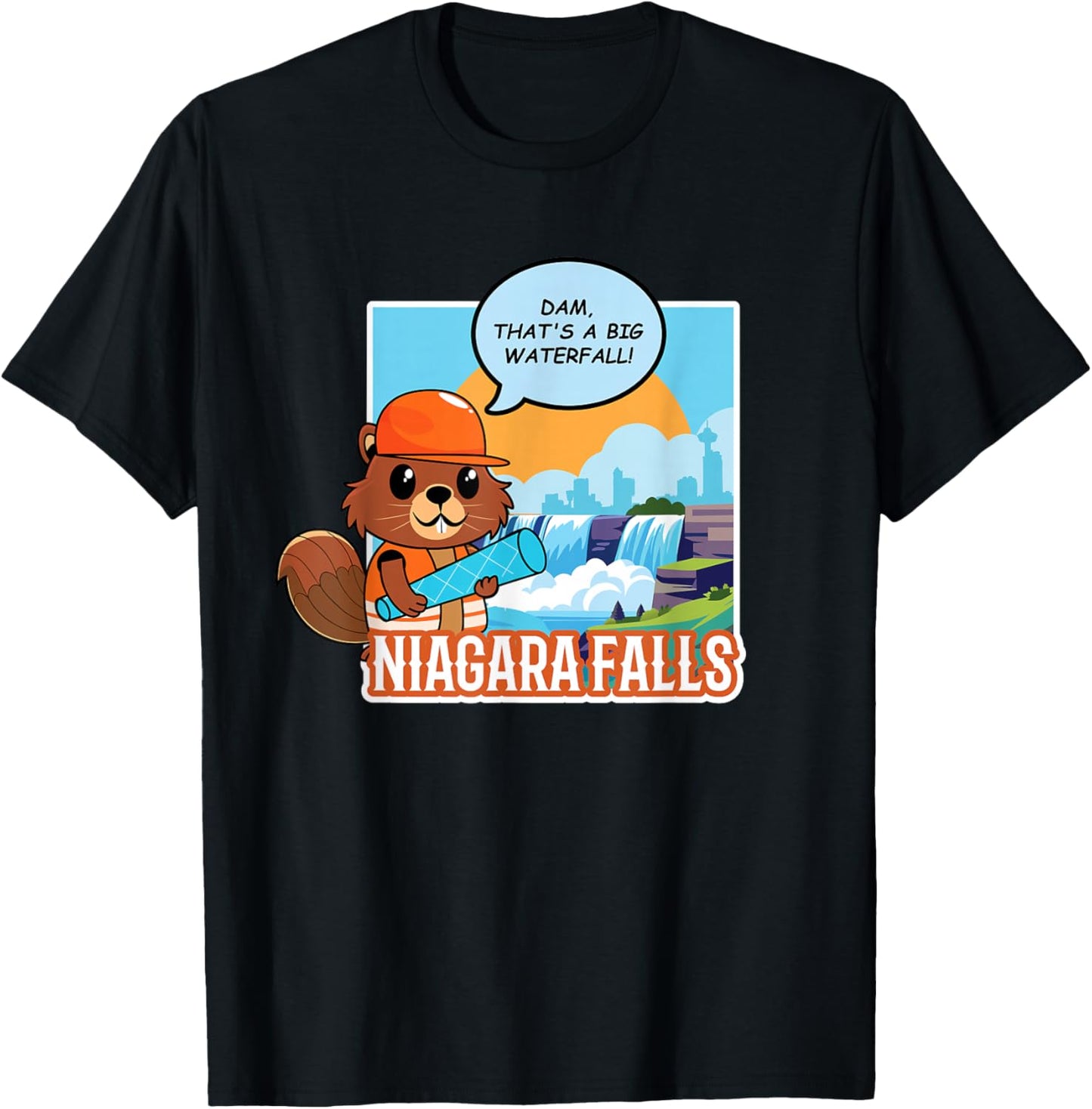 Niagara Falls Canada Souvenir - Canadian Beaver Pun T-Shirt - T-Shirt | Black