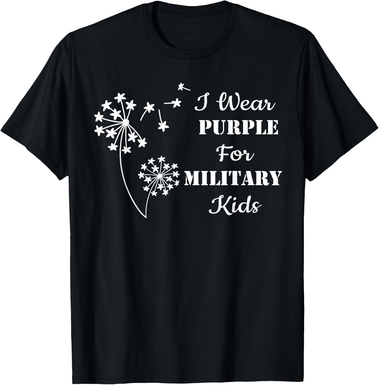 I Wear Purple For Military Kids Month Of The Military Child T-Shirt - T-Shirt | Black
