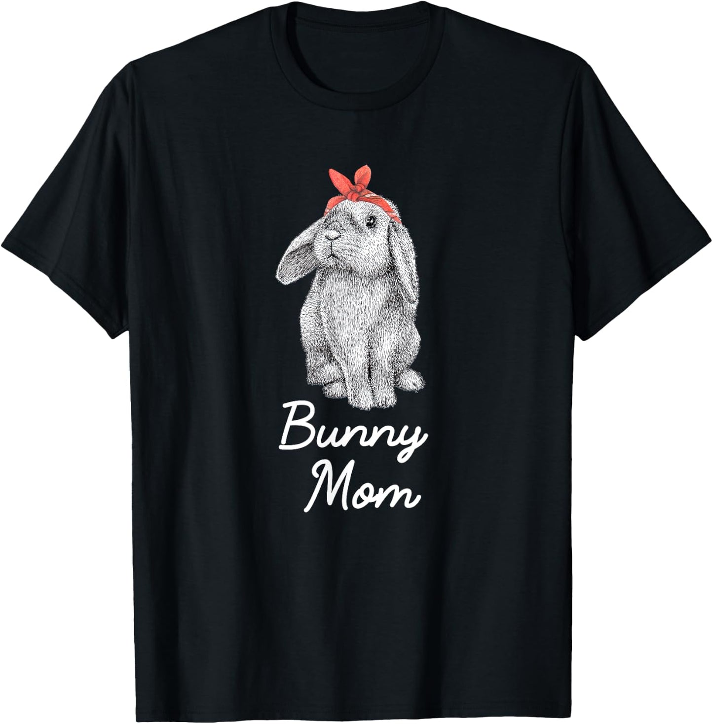 Lop Eared Bunny Rabbit Mom Drawing T-Shirt - T-Shirt | Black