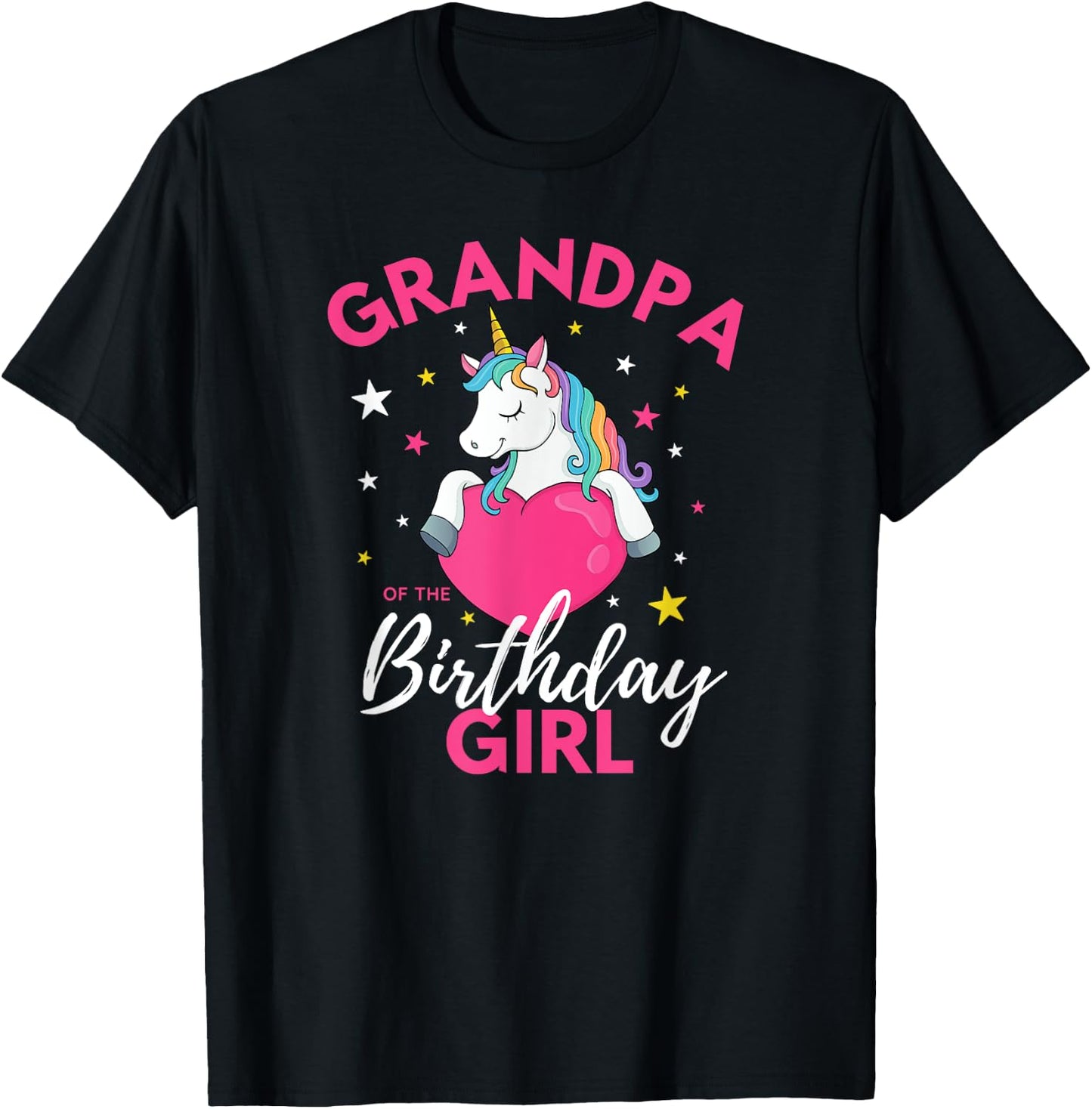 Grandpa Of The Birthday Girl Unicorn T-Shirt - T-Shirt | Black