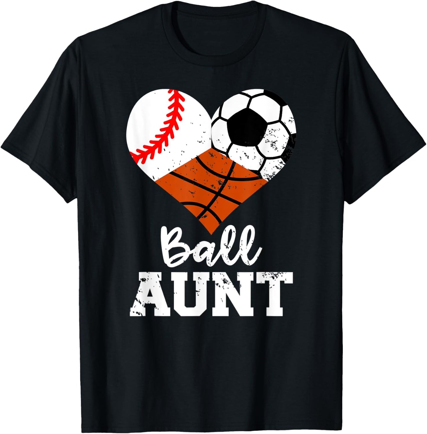 Ball Aunt Baseball Soccer Basketball Funny Sport Aunt T-Shirt - T-Shirt | Black