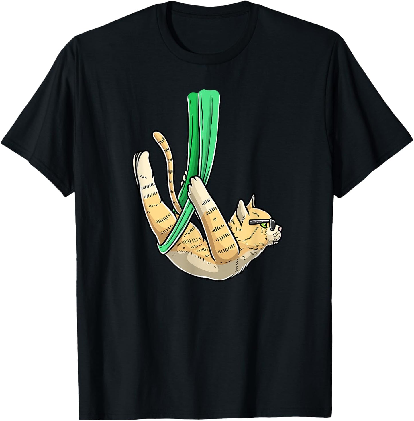 LuvAerialMal Aerial Cat Yoga , Small, Black T-Shirt - T-Shirt | Black