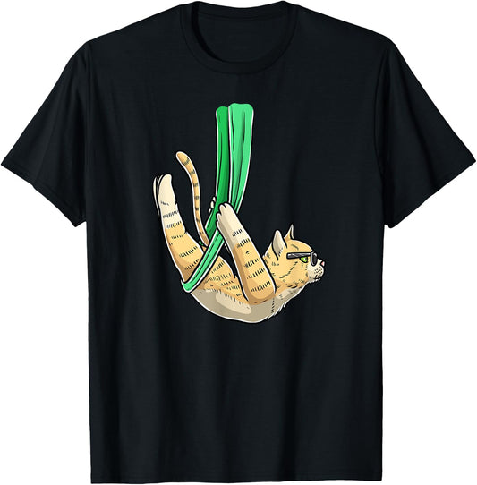 LuvAerialMal Aerial Cat Yoga , Small, Black T-Shirt - T-Shirt | Black