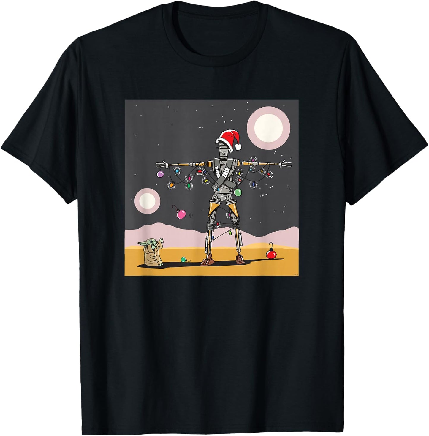 Star Wars Grogu IG-11 Droid Holiday Tatooine Christmas Tree T-Shirt - T-Shirt | Black