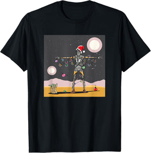 Star Wars Grogu IG-11 Droid Holiday Tatooine Christmas Tree T-Shirt - T-Shirt | Black