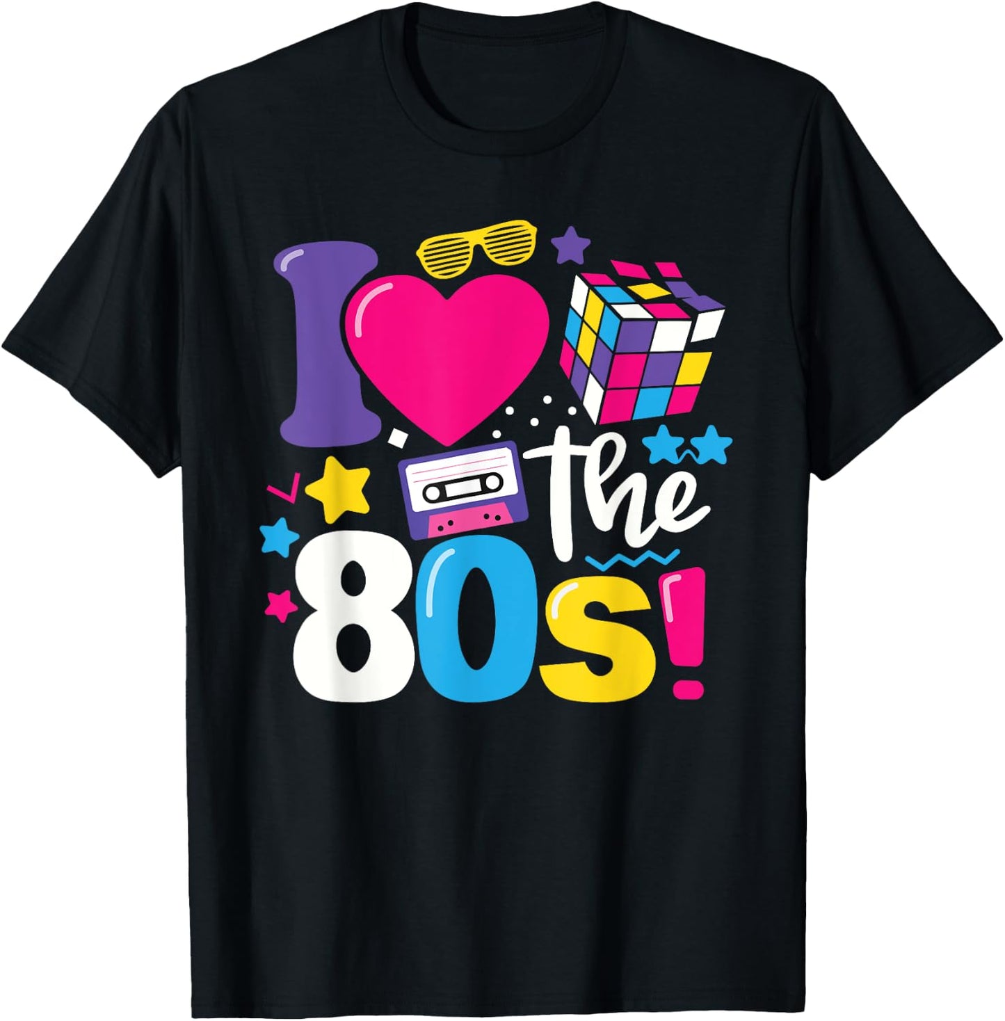 I Love The 80s Clothes and Men Party Funny T-Shirt - T-Shirt | Black