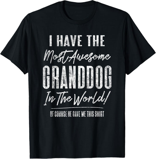 Hilarious Pet Lover Grandpa Grandma Gag Granddog Women Kids T-Shirt - T-Shirt | Black