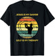 Jesus is My Savior Golf is My Therapy Gifts Golf Lover Funny T-Shirt - T-Shirt | Black