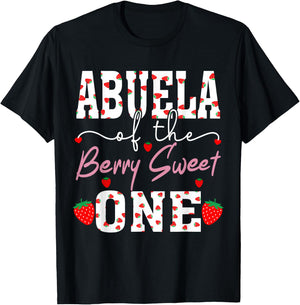 Abuela Of The Berry Sweet One Strawberry Grandma T-Shirt - T-Shirt | Black