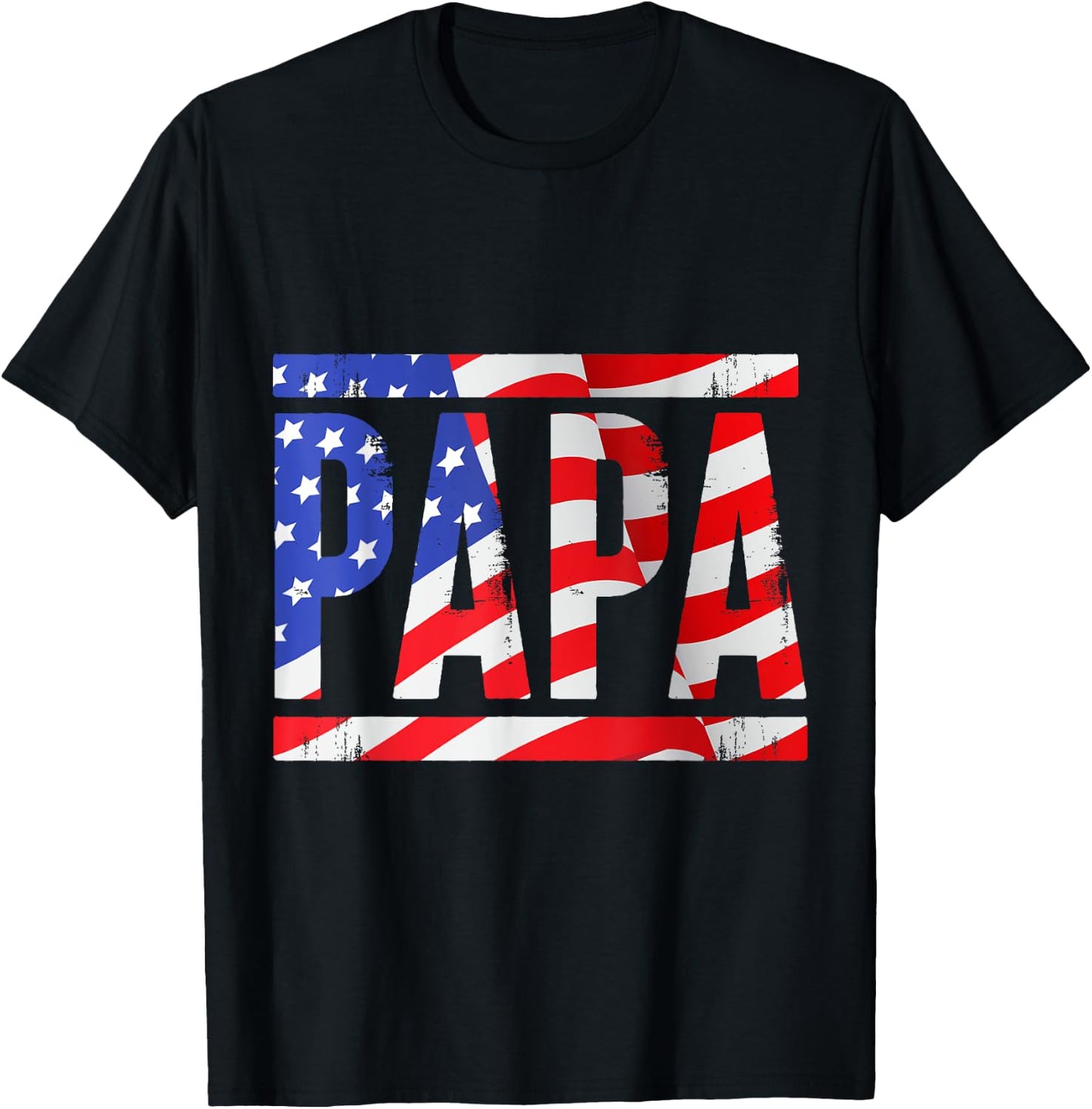 Papa US Flag Dad Men Father T-Shirt - T-Shirt | Black