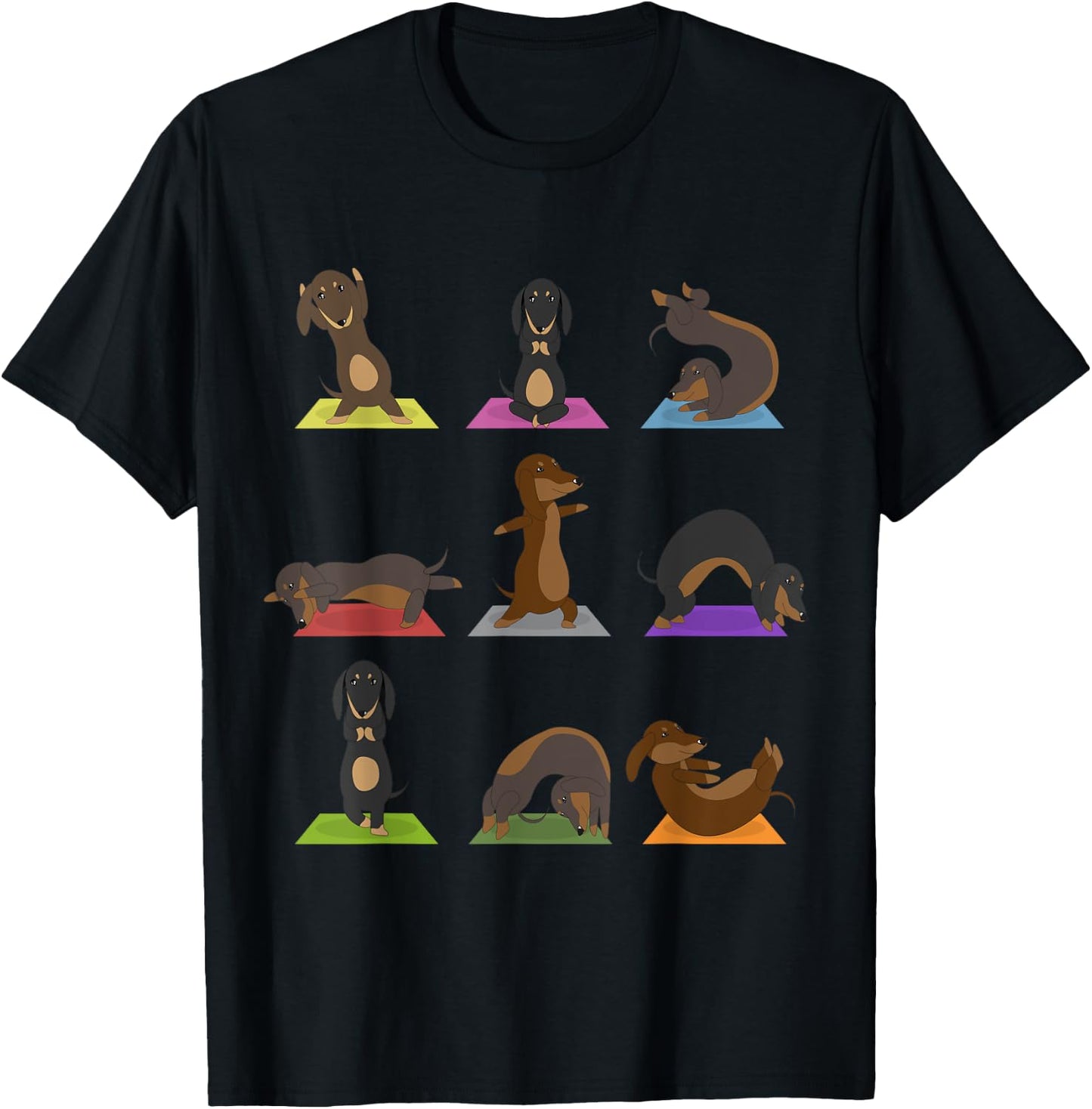 Yoga Dachshund Funny Meditation Dog Lover Zen Men Women T-Shirt - T-Shirt | Black
