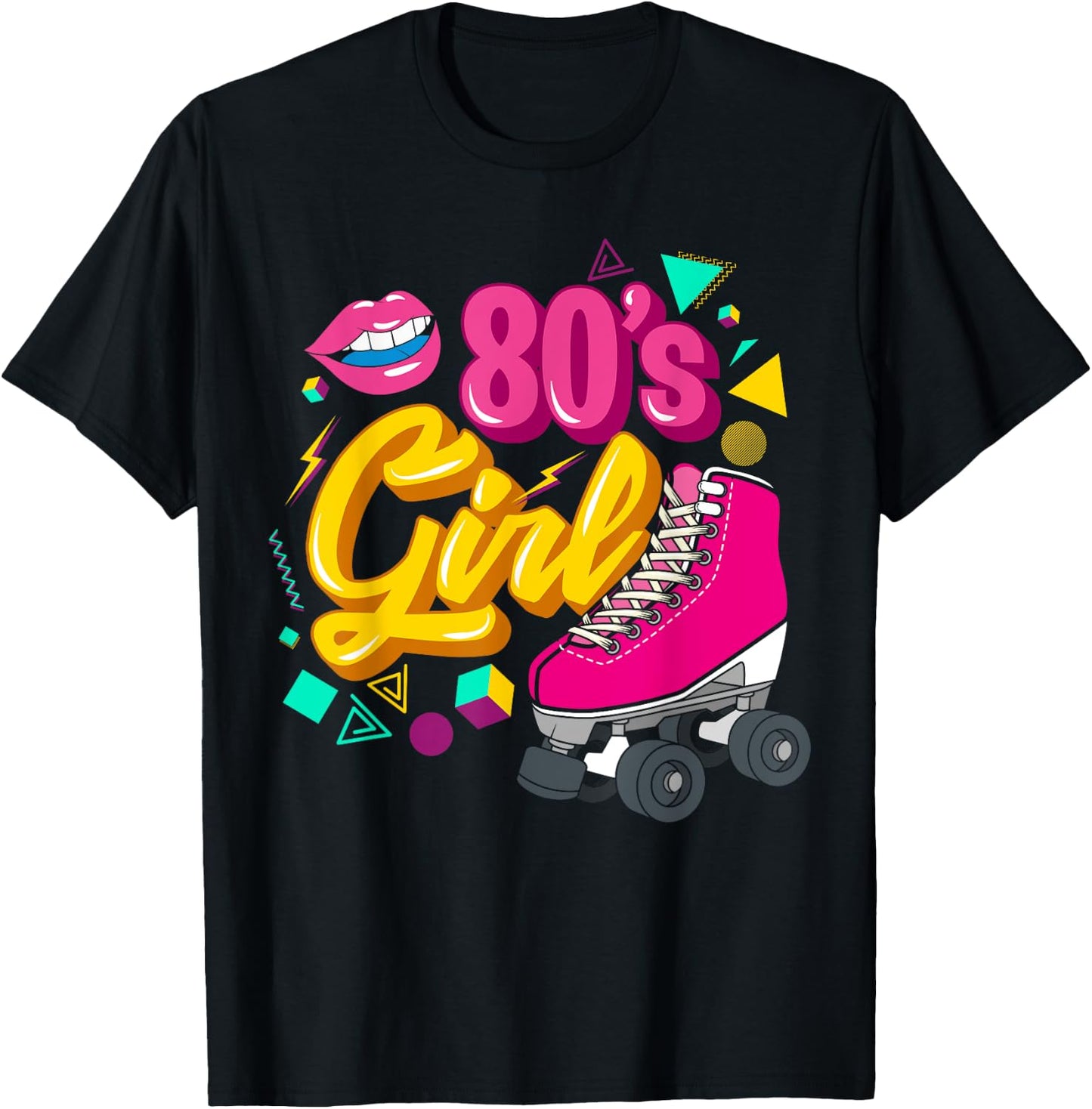 80s Party Theme Party Outfit Costume Vintage Retro 80's Girl T-Shirt - T-Shirt | Black