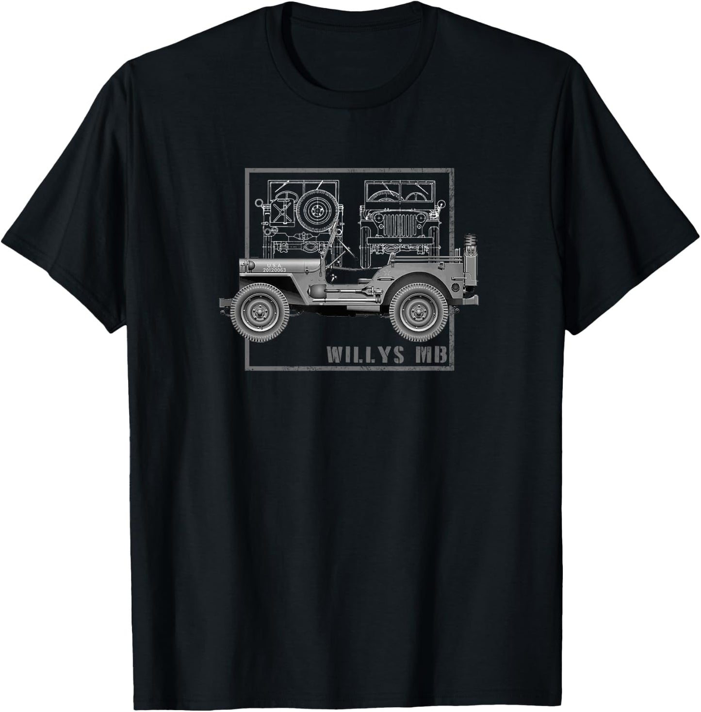 Willys MB Vintage Offroad Classic WW2 T-Shirt - T-Shirt | Black