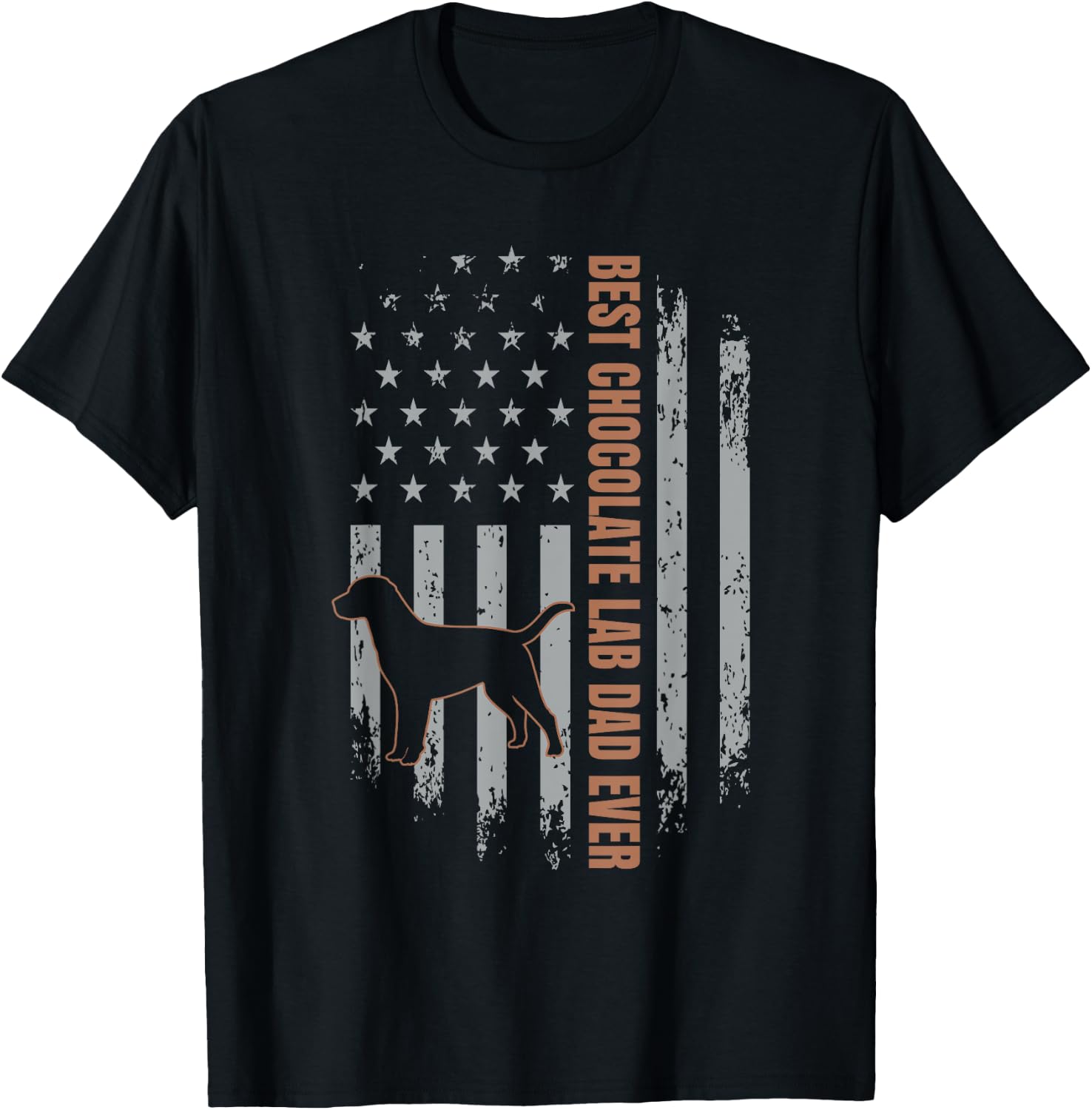 Chocolate Lab Dad American Flag Brown Labrador Retriever T-Shirt - T-Shirt | Black