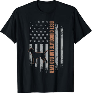 Chocolate Lab Dad American Flag Brown Labrador Retriever T-Shirt - T-Shirt | Black