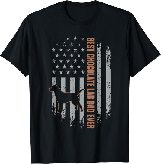Chocolate Lab Dad American Flag Brown Labrador Retriever T-Shirt - T-Shirt | Black