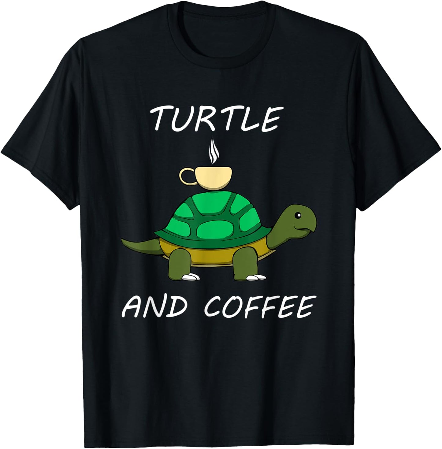 Turtle and Coffee Cute Tortoise Caffeine T-Shirt - T-Shirt | Black