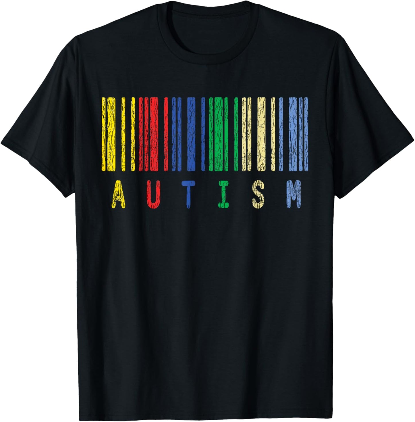 Autism Colorful Barcode Support Autistic Kids Awareness Gift T-Shirt - T-Shirt | Black