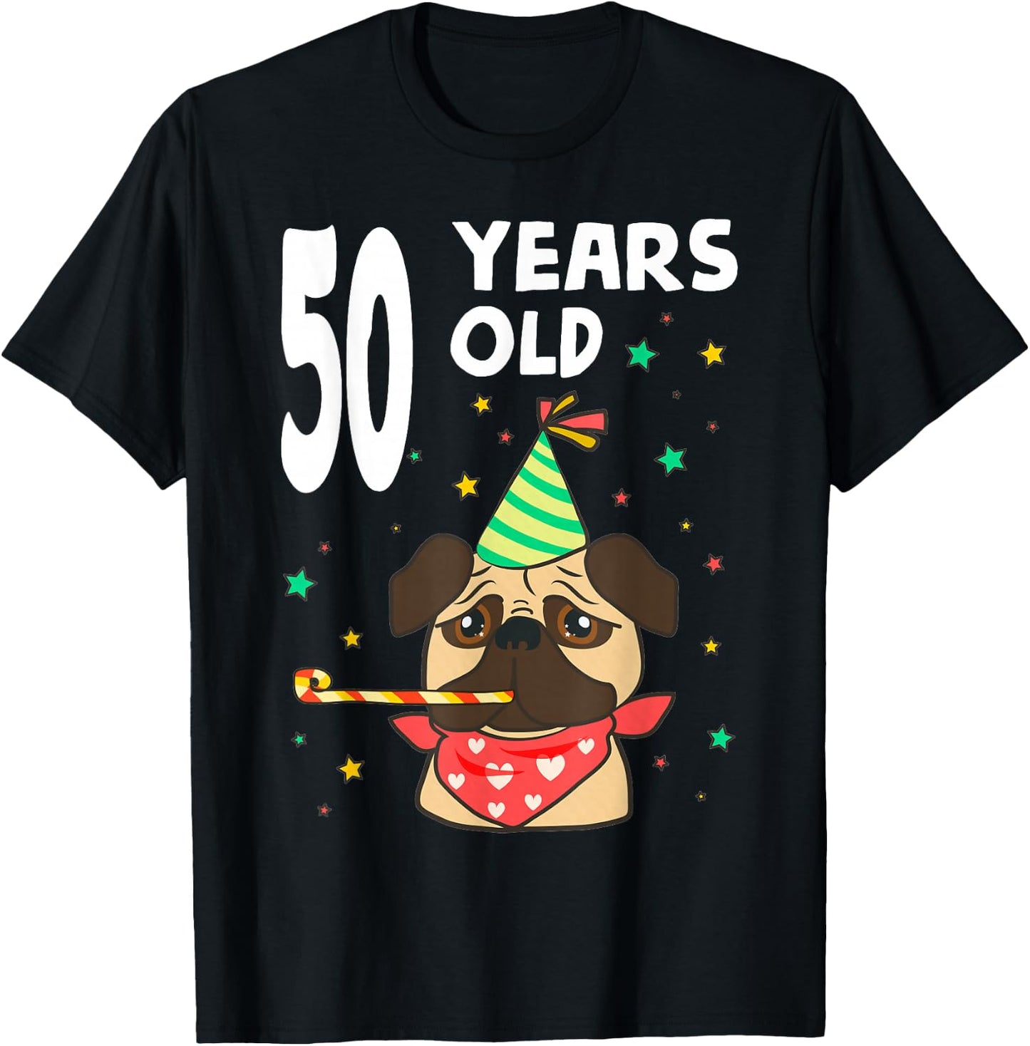 50th Birthday Pug Dog Lover Party 50 Year Old Funny B-Day T-Shirt - T-Shirt | Black