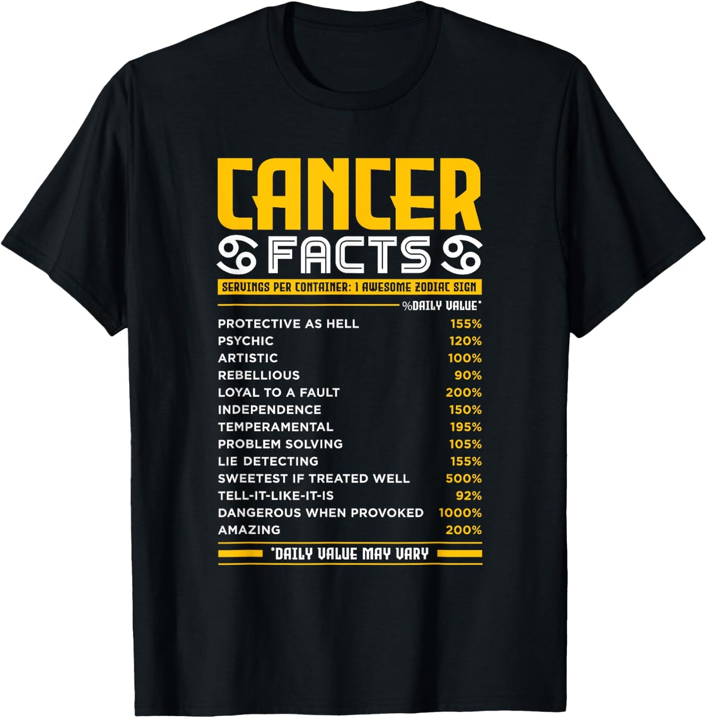 Cancer Zodiac Facts Traits Horoscope Sign Astrology Gift T-Shirt - T-Shirt | Black