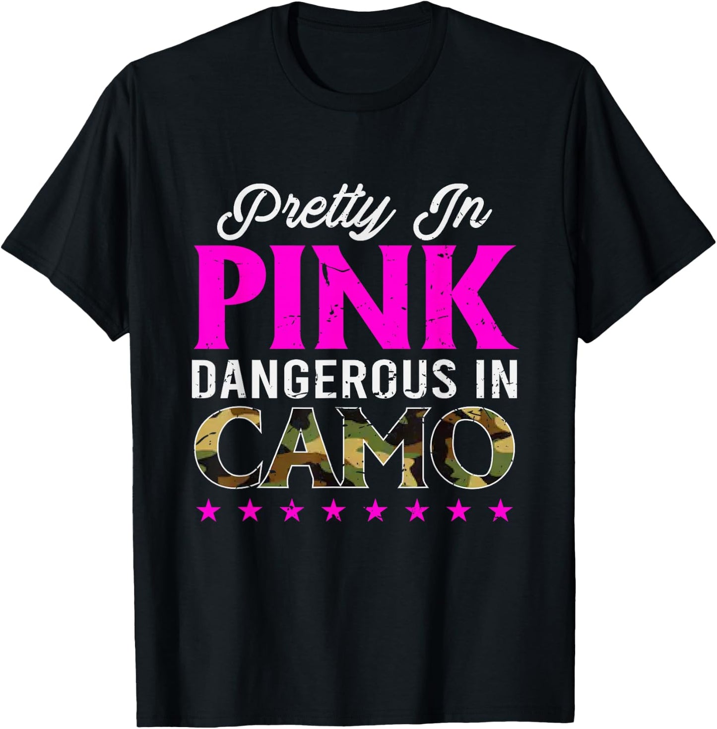 Pretty Pink Dangerous in Camo, Hunting Hobby Small T-Shirt - T-Shirt | Black