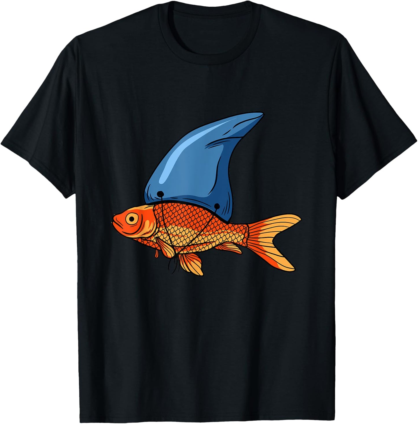Goldfish with Shark Fin - Motivation Fishing Fish Aquarium T-Shirt - T-Shirt | Black