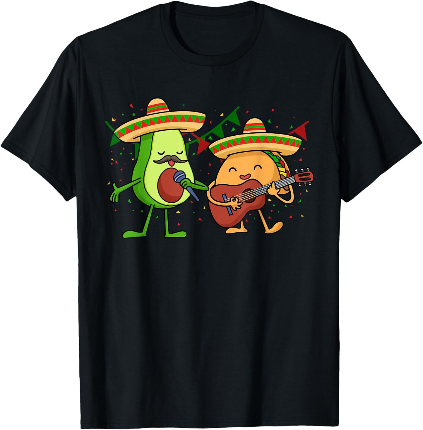 Let's Fiesta Avocado And Tacos Cinco de Mayo Mexican Party T-Shirt - T-Shirt | Black