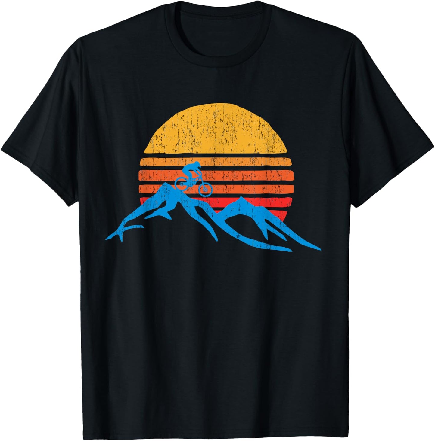 Mountain Bike Vintage Sunset Design Graphic T-Shirt - T-Shirt | Black