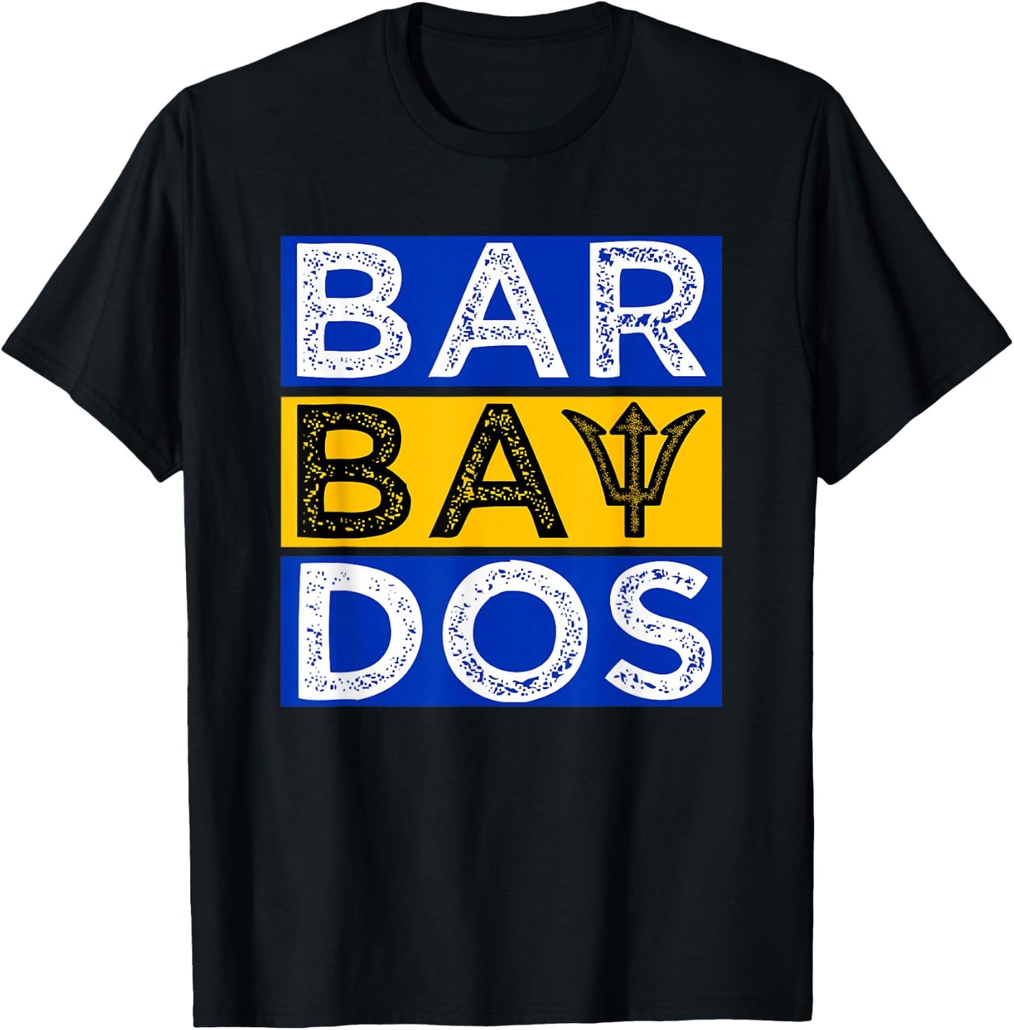 Barbados Flag With Barbados Trident Bajan Soca T-Shirt - T-Shirt | Black