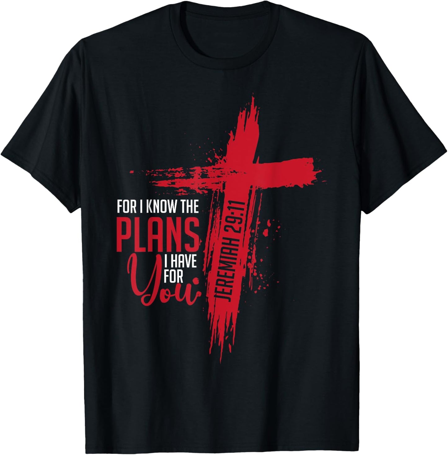 Jeremiah 29:11 Christian Religious Bible Verse Cross T-Shirt - T-Shirt | Black