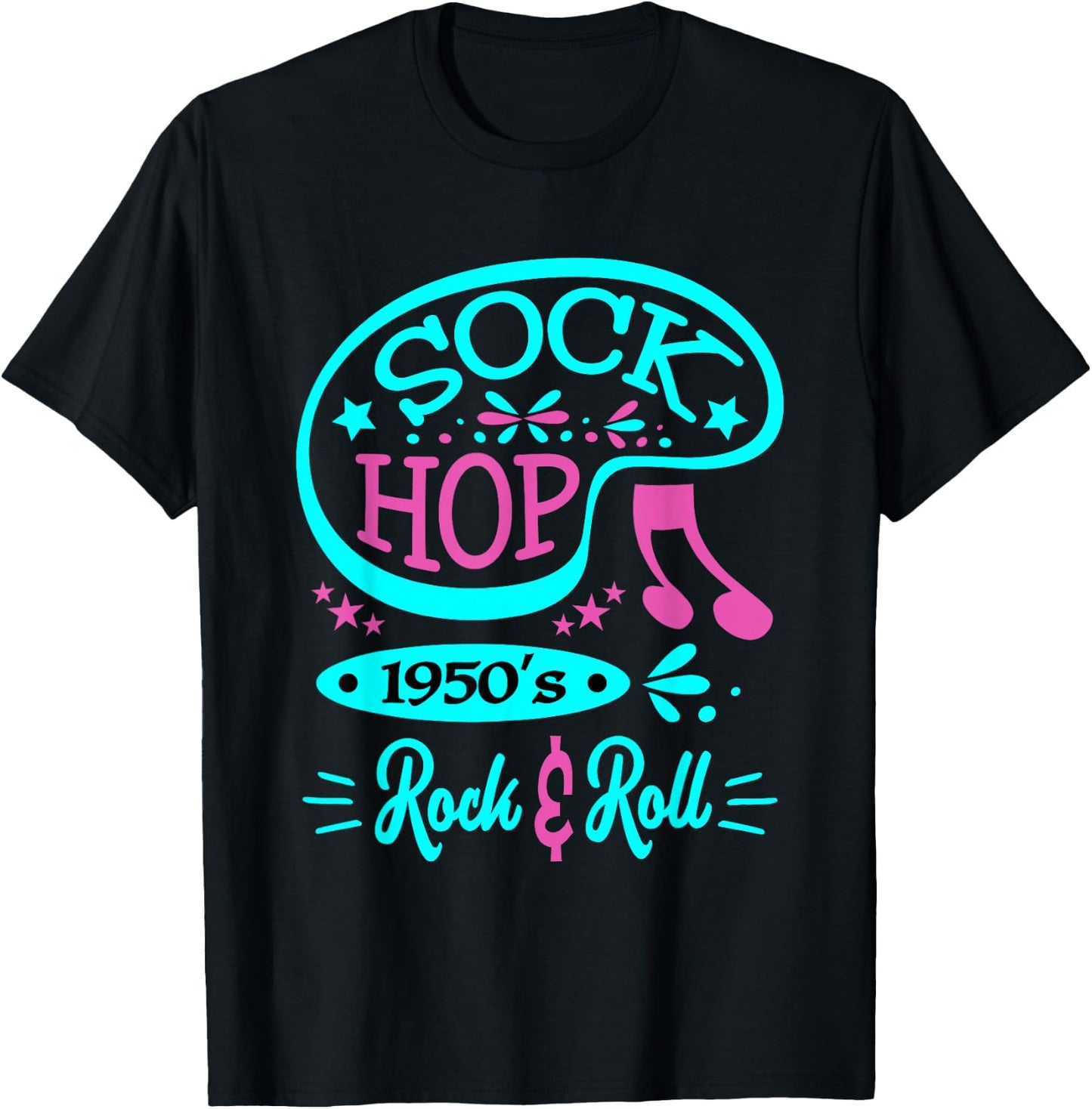 1950s Sock Hop Rockabilly Clothing Rock N Roll Greaser 50s T-Shirt - T-Shirt | Black