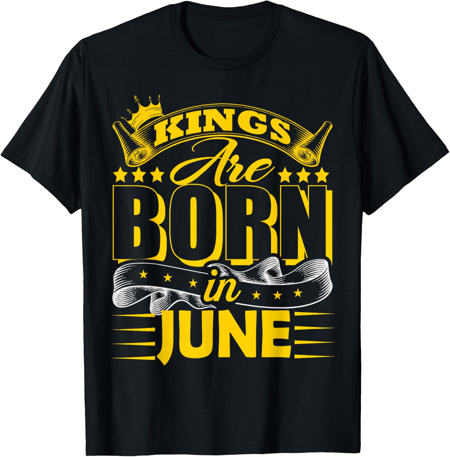 Kings Are Born In June Gemini Cancer Zodiac Birthday Party T-Shirt - T-Shirt | Black