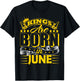 Kings Are Born In June Gemini Cancer Zodiac Birthday Party T-Shirt - T-Shirt | Black